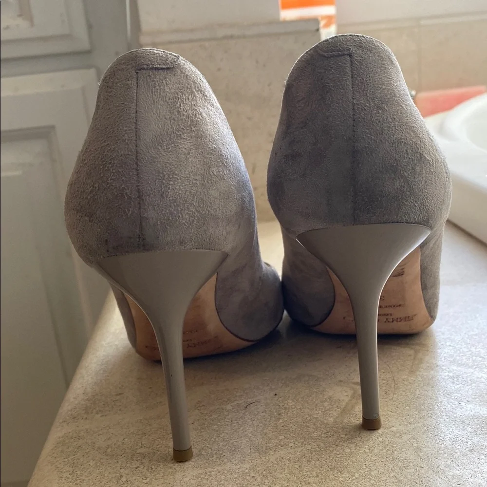 Jimmy Choo Suede Animal Print Pumps Size 38 Gray and Tan - Picture 7 of 7